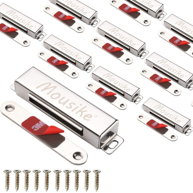 Mousike Magnetic Door Catchï¼Œ70lb Stainless Steel Cabinet Door Magnets with Strong Magnetic for Kitchen Cupboard Wardrobe Closet Cabinet Door Drawer Latch (3.8"70 lbs(10 Pack)) - Image 1